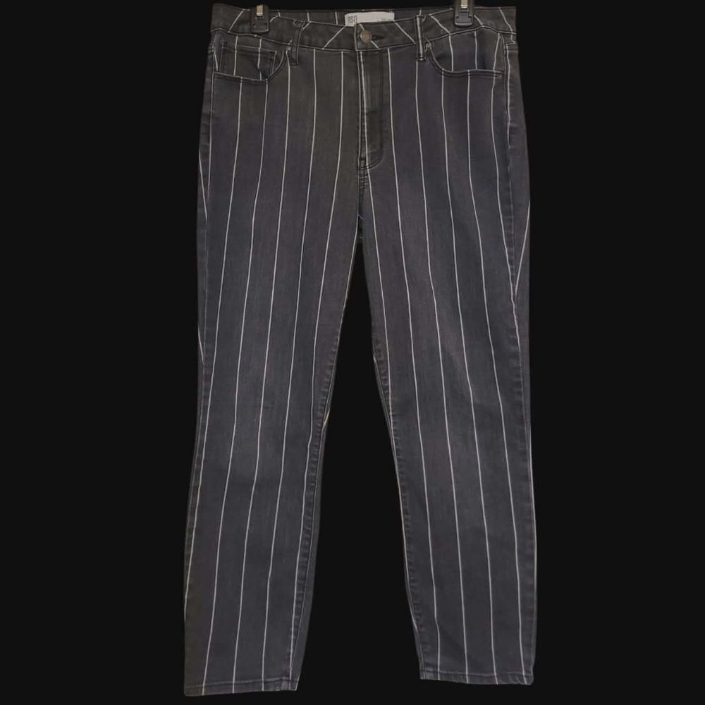RSQ Jeans High Rise Ankle Skinny Charcoal with White Pinstripes Womens 13/ 31W
